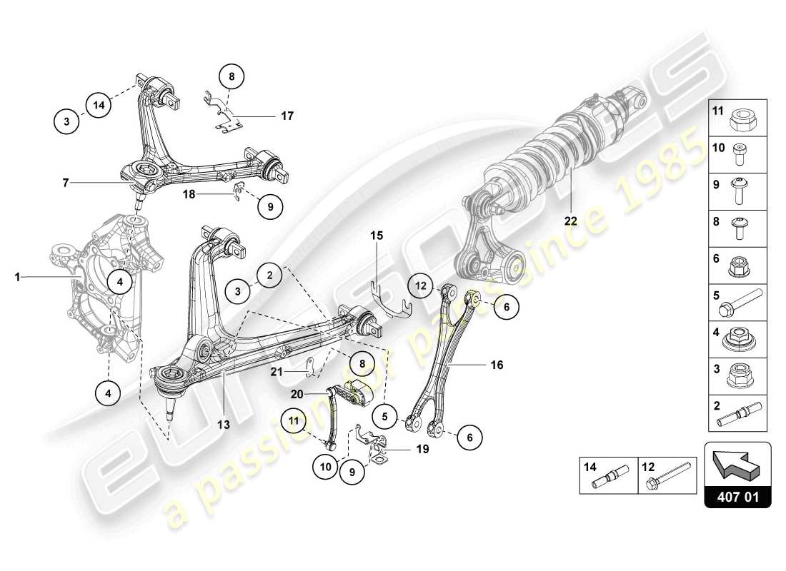 lamborghini 2014 (lp720-4 coupe 50) diagrama de piezas de suspensión