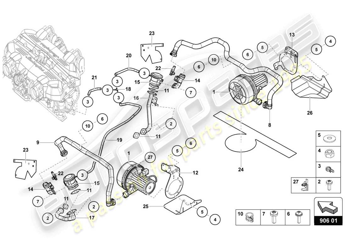 lamborghini lp720-4 coupe 50 (2014) bomba de aire secundario diagrama de piezas