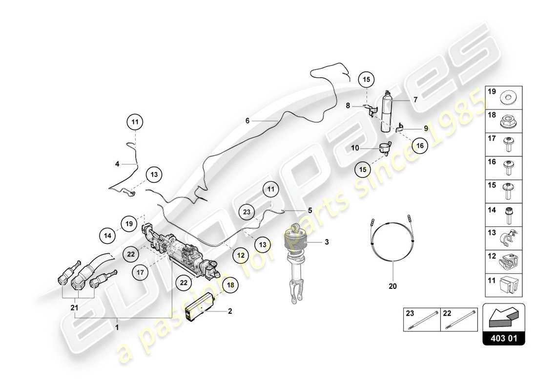 lamborghini 2017 (lp580-2 spyder) dispositivo de elevación diagrama de piezas
