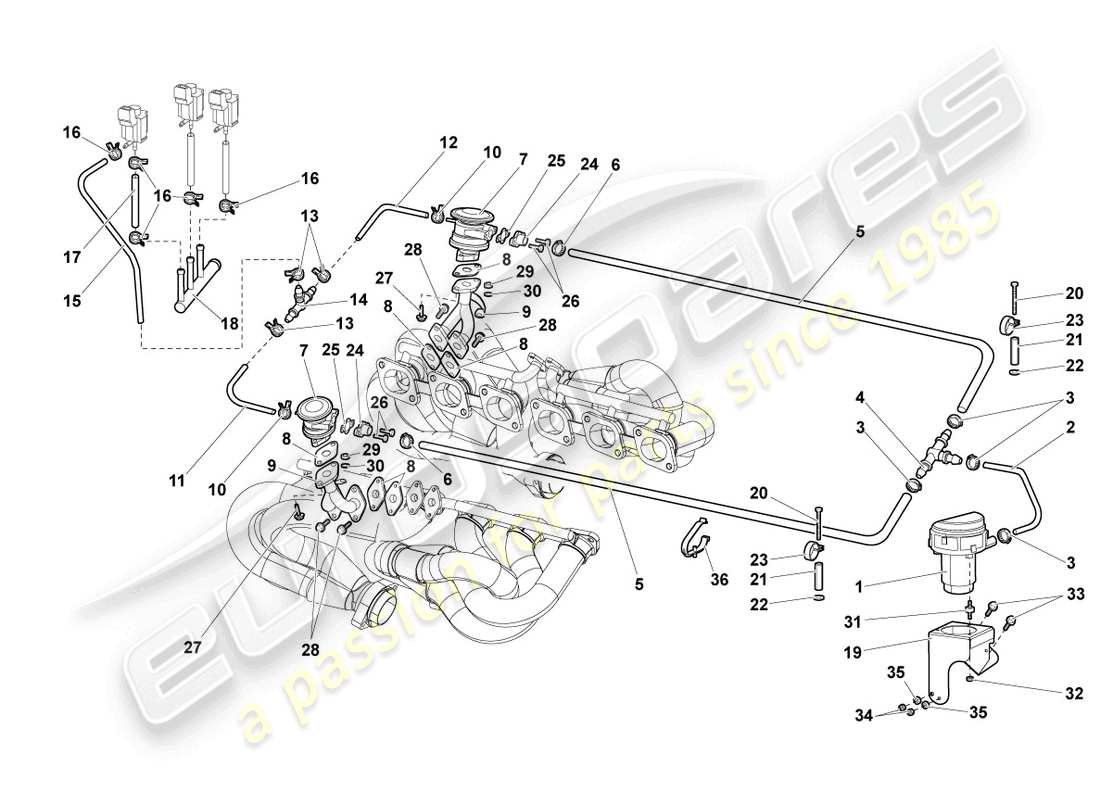 lamborghini murcielago coupe (2005) diagrama de piezas de la bomba de aire secundario