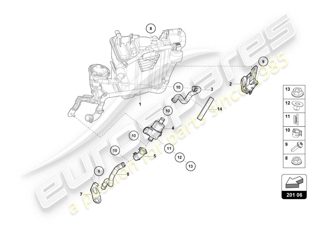 lamborghini lp610-4 coupe (2015) contenedor de carbón activado diagrama de piezas