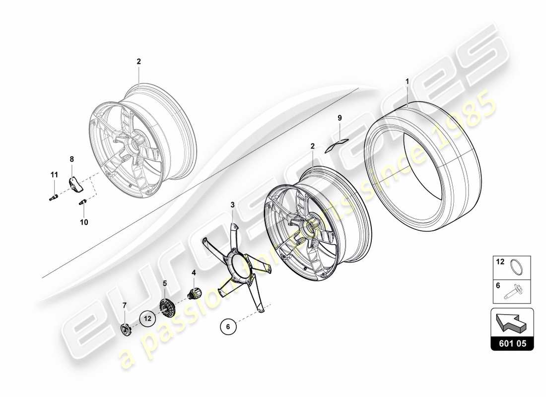 lamborghini centenario coupe (2017) ruedas/neumáticos delanteros diagrama de piezas