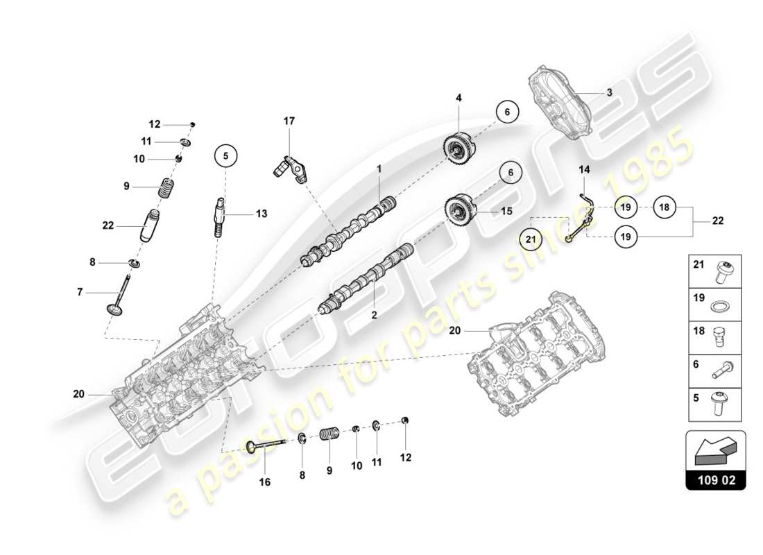lamborghini lp610-4 avio (2017) árbol de levas, válvulas diagrama de piezas