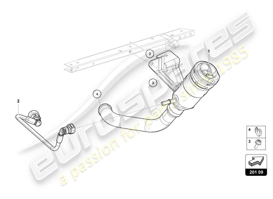 lamborghini 2020 (evo spyder 2wd) diagrama de piezas del cuello de llenado de combustible