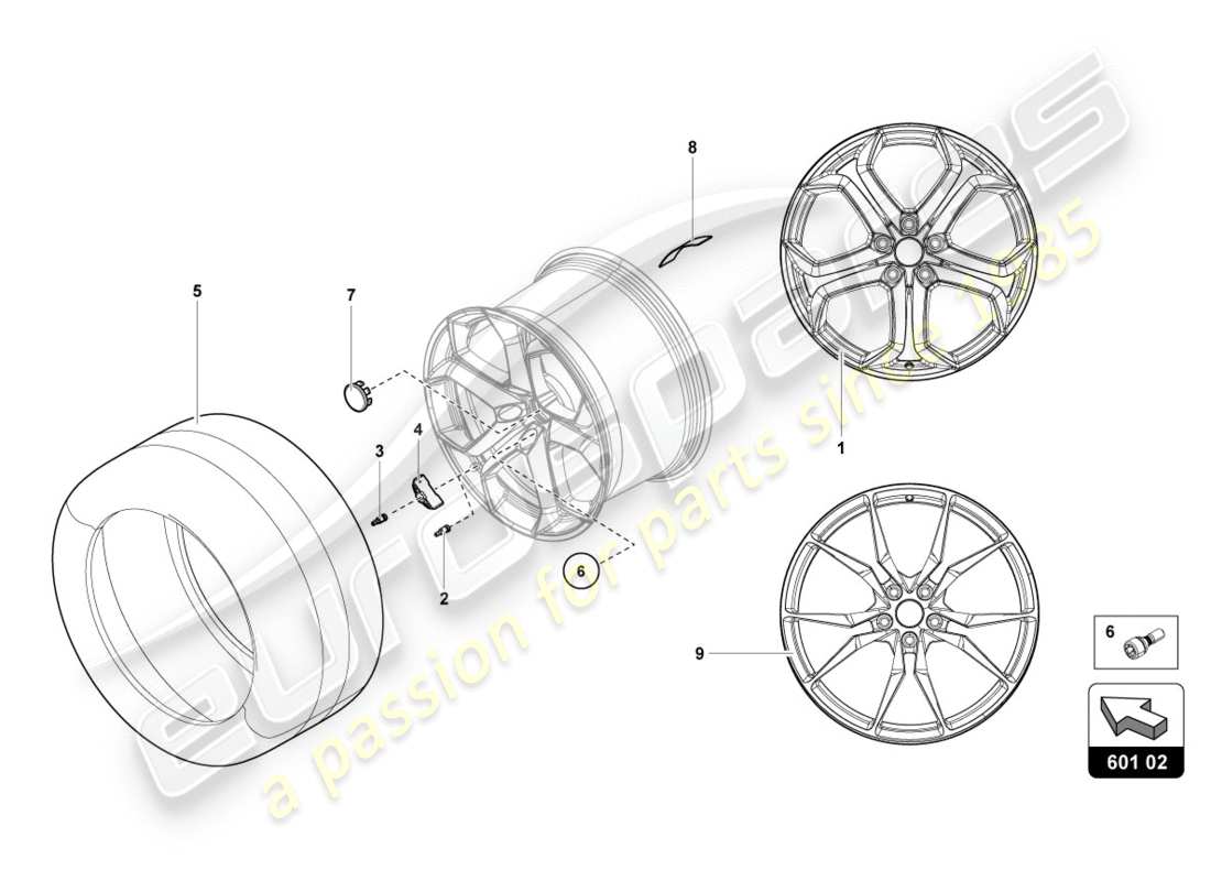 lamborghini 2012 (lp700-4 coupe)) ruedas/neumáticos traseros diagrama de piezas