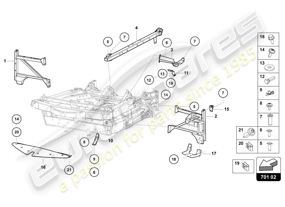 lamborghini 2014 (lp720-4 coupe 50) parte delantera del marco de acabado diagrama de piezas