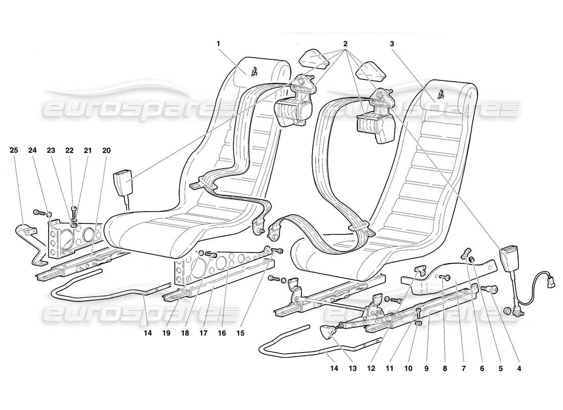 lamborghini diablo se30 (1995) asientos y cinturones de seguridad diagrama de piezas