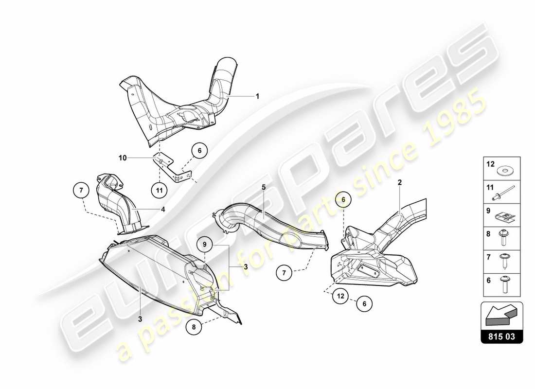 lamborghini lp700-4 coupe (2012) diagrama de piezas de cartón para conductos de aire