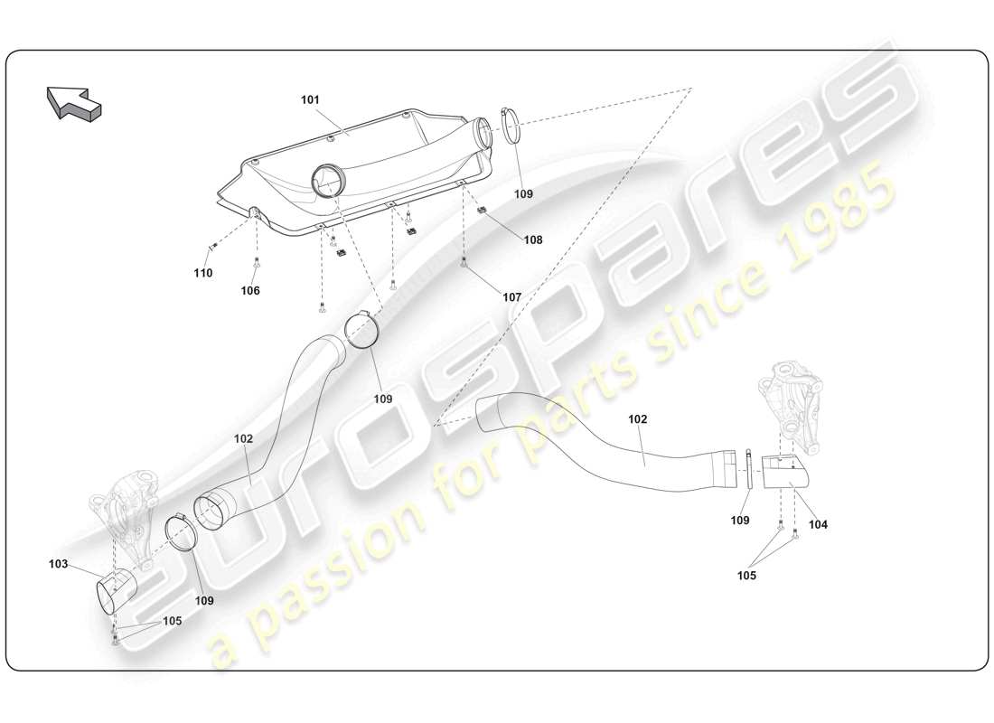 lamborghini super trofeo (2009-2014) diagrama de piezas de enfriamiento de frenos gtr
