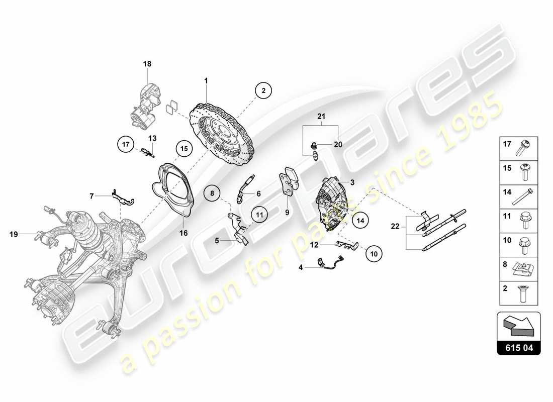 lamborghini lp580-2 spyder (2019) disco de freno (ventilado) trasero diagrama de piezas