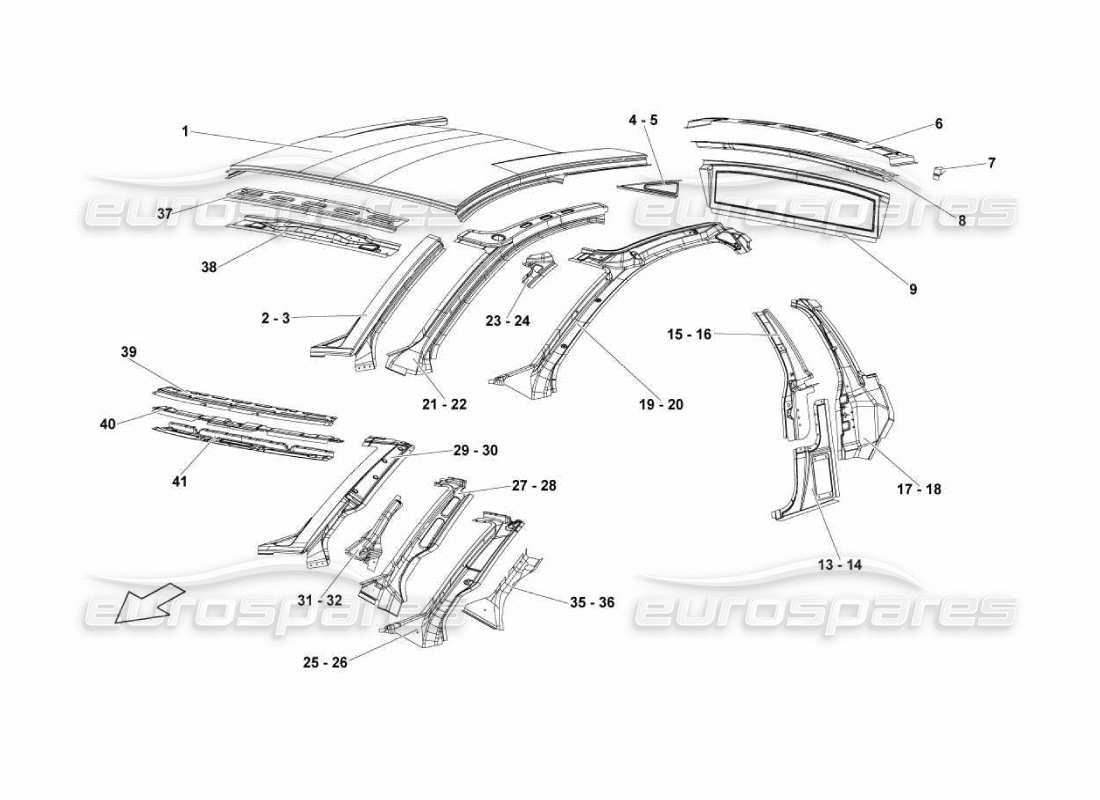 lamborghini murcielago lp670 diagrama de piezas de elementos del marco