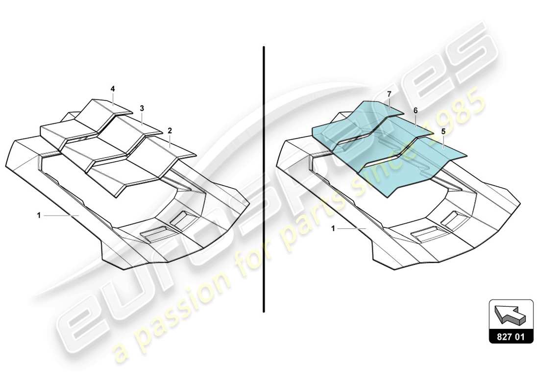 lamborghini lp720-4 coupe 50 (2014) engine cover with insp. cover diagrama de piezas