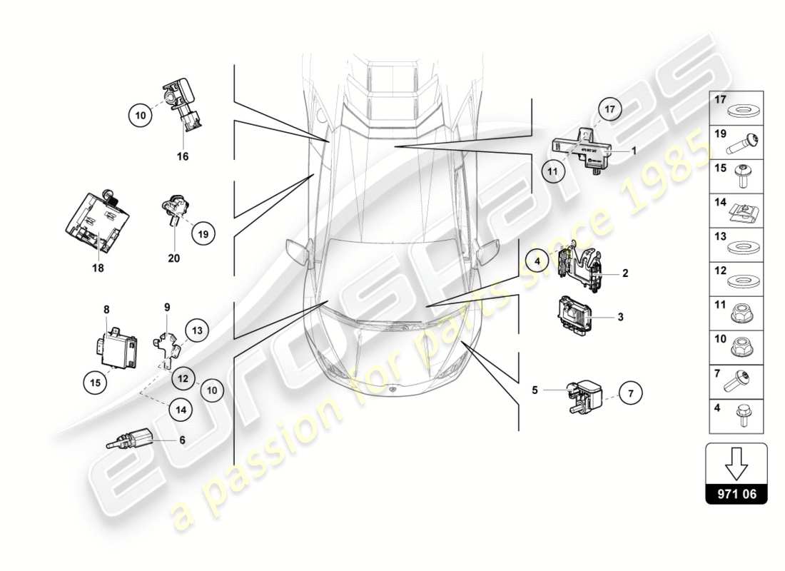 lamborghini lp610-4 avio (2016) unidad de control diagrama de piezas
