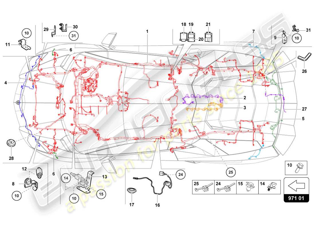 lamborghini 2014 (lp720-4 coupe 50) diagrama de piezas eléctrica