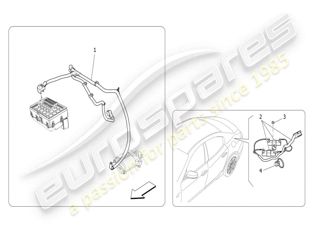 maserati ghibli (2021) diagrama de piezas de cableado principal