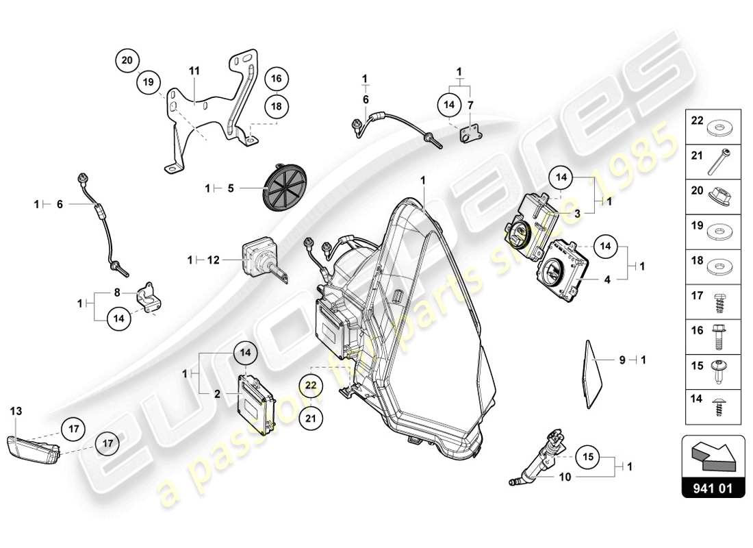 lamborghini lp720-4 coupe 50 (2014) faros diagrama de piezas