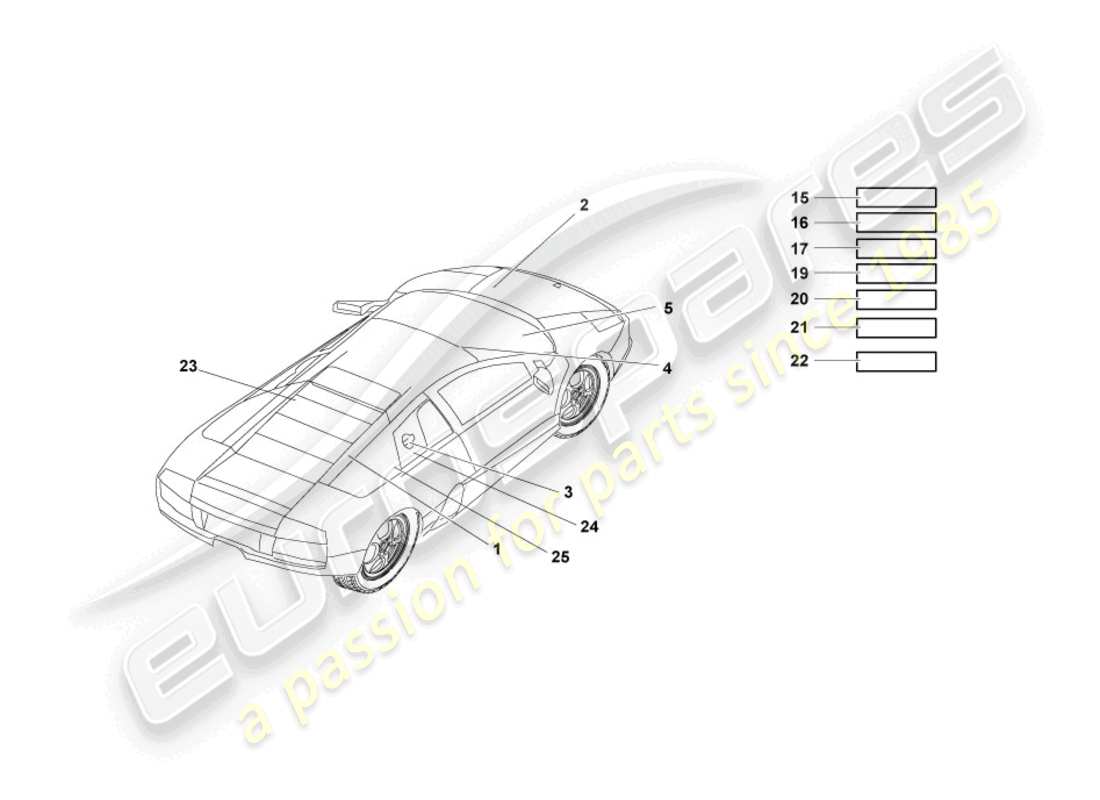 lamborghini murcielago roadster (2005) placas tipo diagrama de piezas