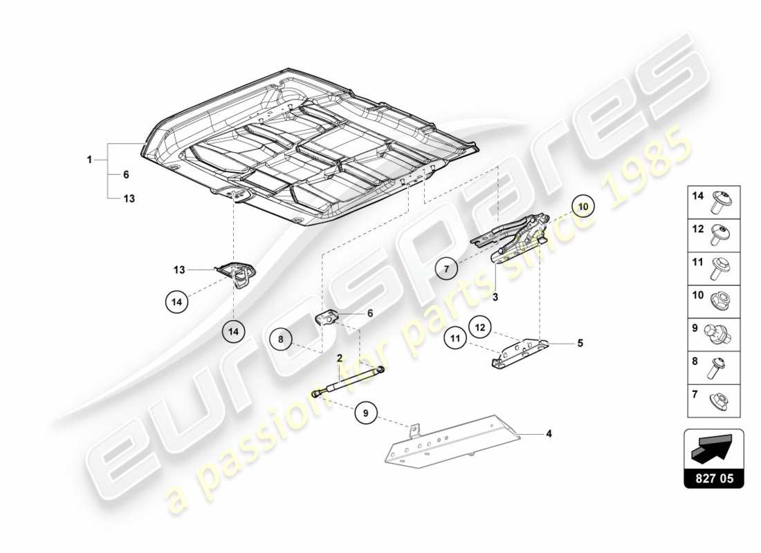 lamborghini lp580-2 spyder (2019) diagrama de piezas de la tapa trasera