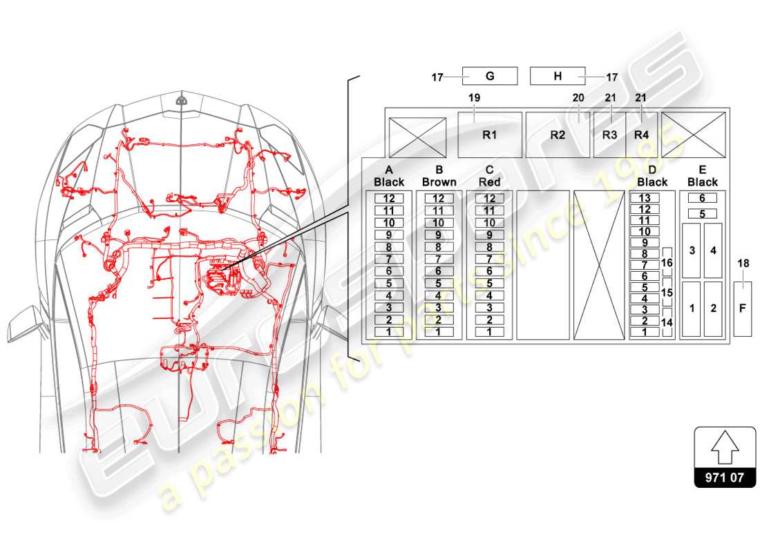 lamborghini 2014 (lp720-4 coupe 50) diagrama de piezas de fusibles