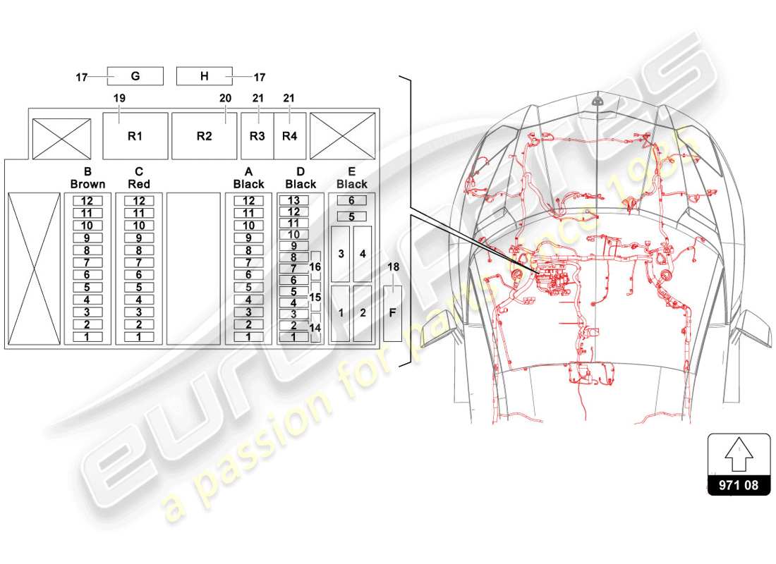 lamborghini 2014 (lp720-4 coupe 50) diagrama de piezas del sistema eléctrico