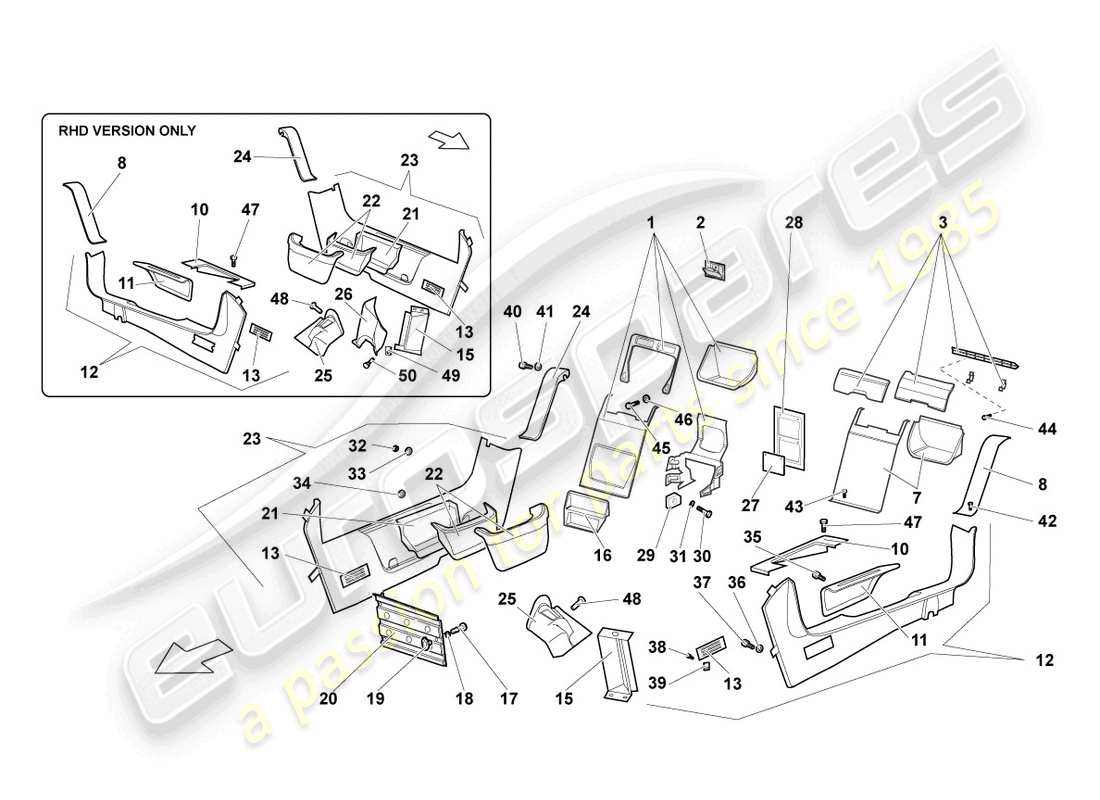 lamborghini murcielago coupe (2006) diagrama de piezas del trim del pilar