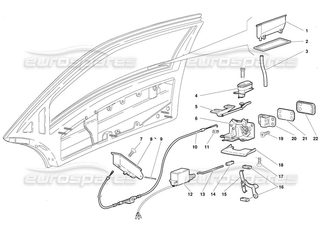 lamborghini diablo (1991) diagrama de piezas de puertas