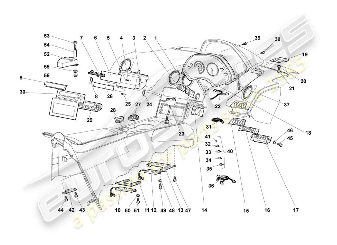 lamborghini murcielago coupe (2004) juego de cableado central diagrama de piezas