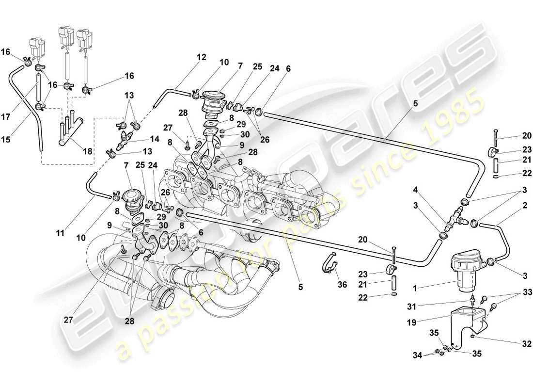 lamborghini murcielago roadster (2006) diagrama de piezas de la bomba de aire secundario