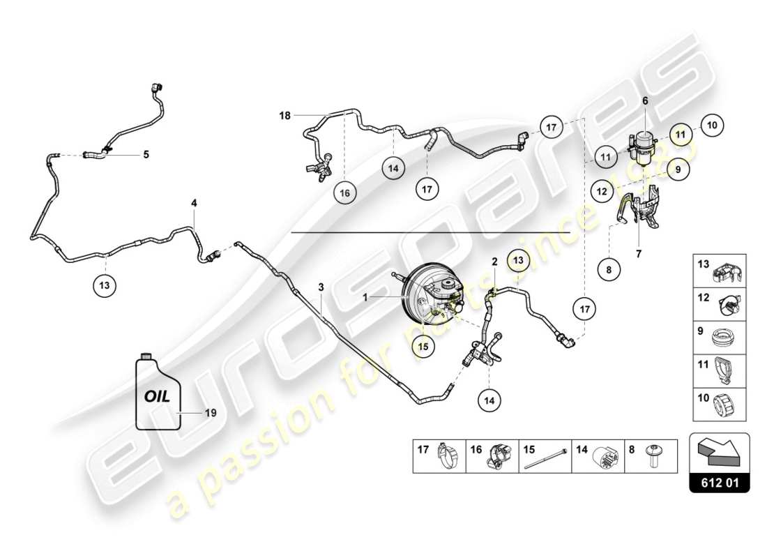 lamborghini lp610-4 coupe (2015) sistema hidráulico para servo freno diagrama de piezas