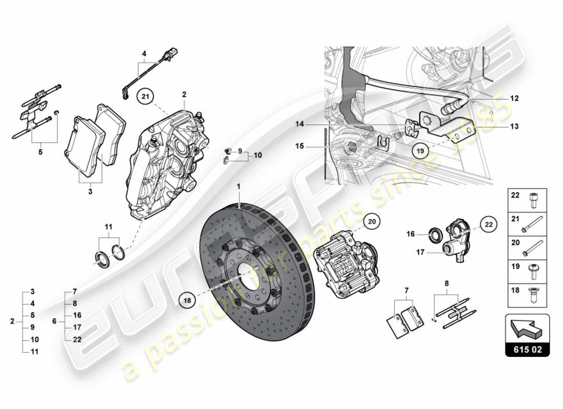 lamborghini centenario coupe (2017) disco de freno trasero diagrama de piezas