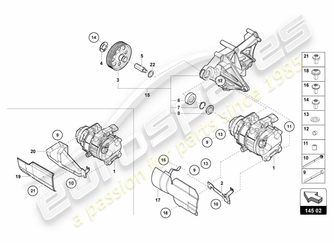 lamborghini centenario coupe (2017) compresor de a/c diagrama de piezas