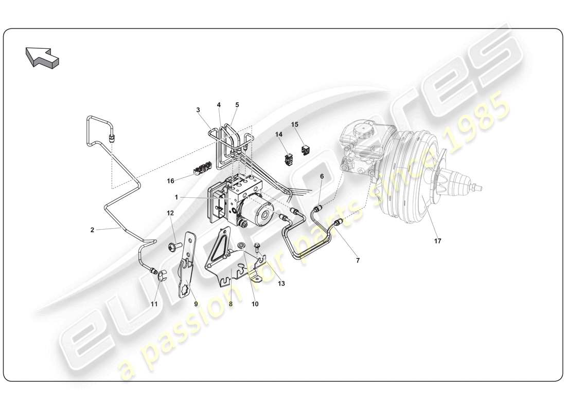 lamborghini super trofeo (2009-2014) brake system diagrama de piezas