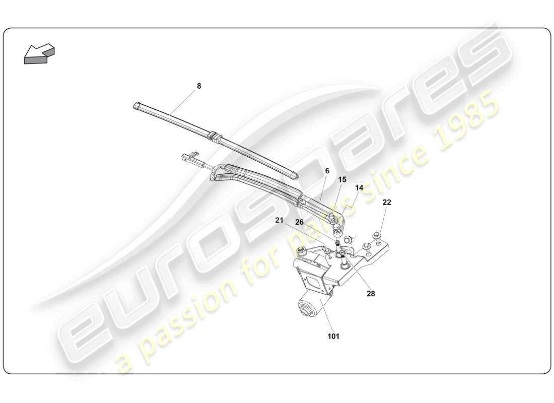 lamborghini super trofeo (2009-2014) limpiaparabrisas diagrama de piezas