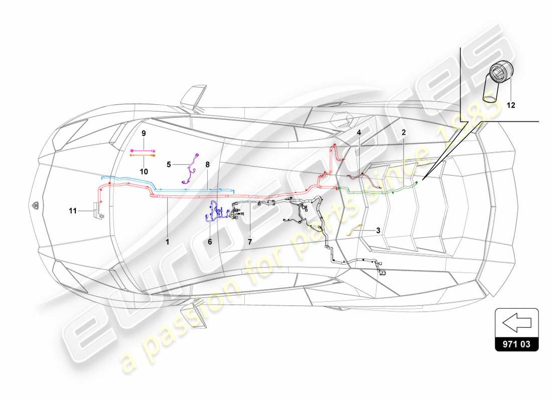 lamborghini lp700-4 coupe (2012) diagrama de piezas del sistema eléctrico