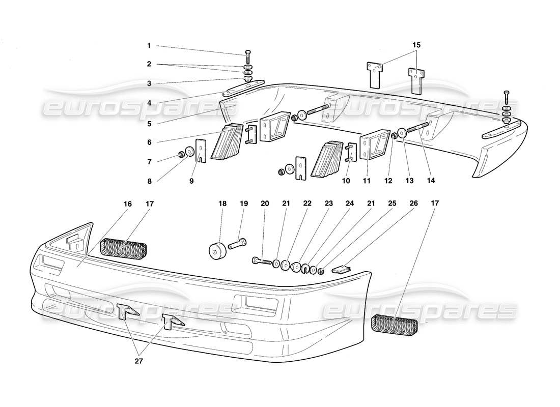 lamborghini diablo sv (1997) parachoques diagrama de piezas