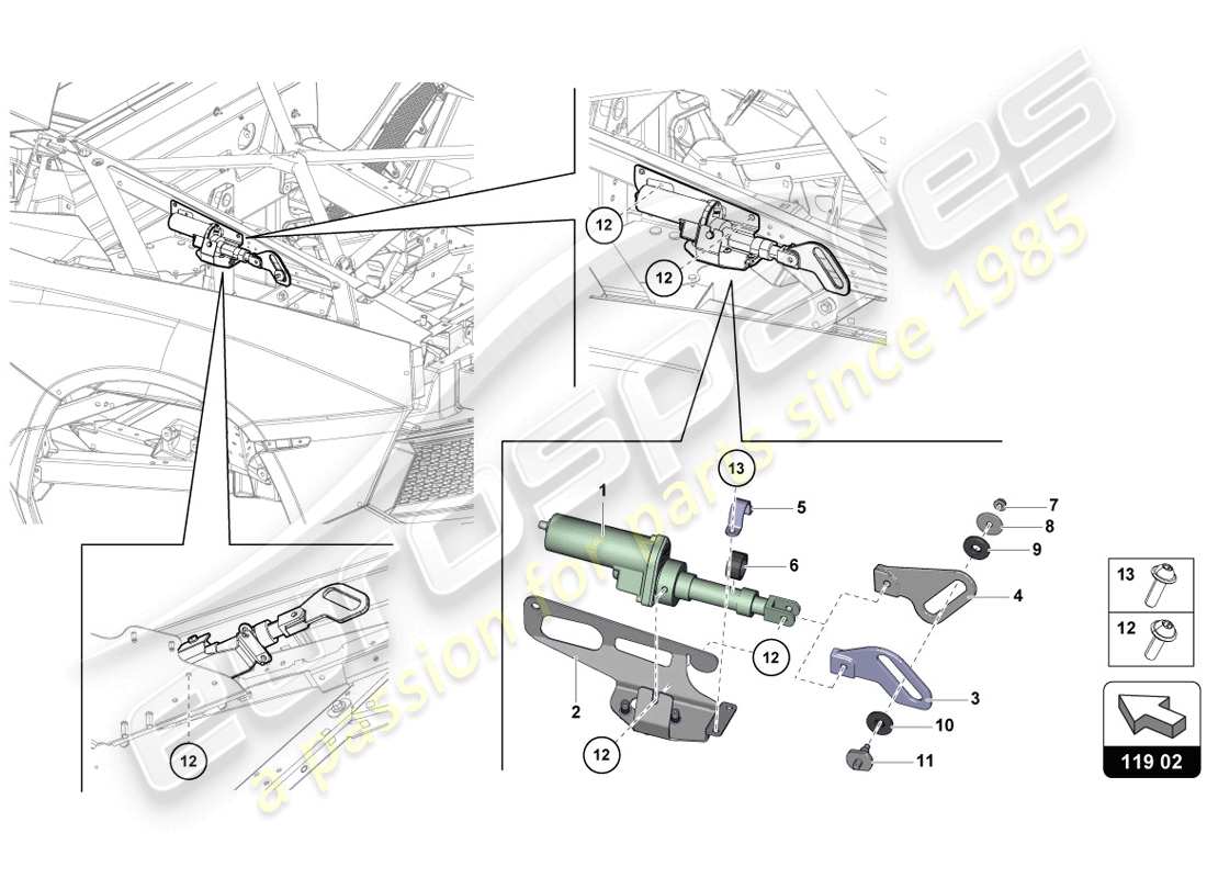 lamborghini lp720-4 coupe 50 (2014) diagrama de piezas del motor para deflector de viento