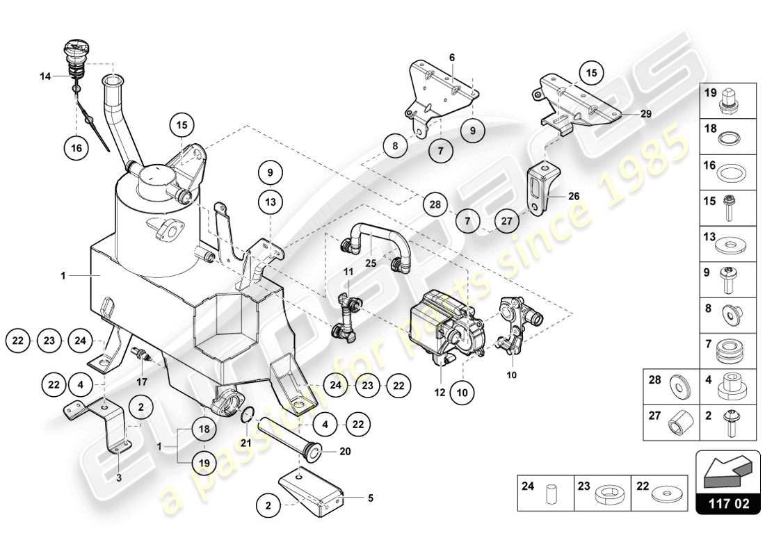 lamborghini lp720-4 coupe 50 (2014) contenedor de aceite diagrama de piezas