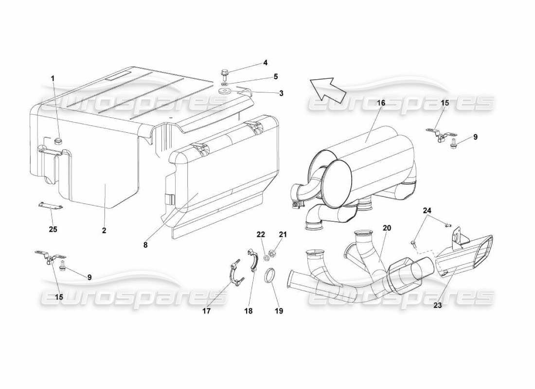 lamborghini murcielago lp670 sistema de escape diagrama de piezas