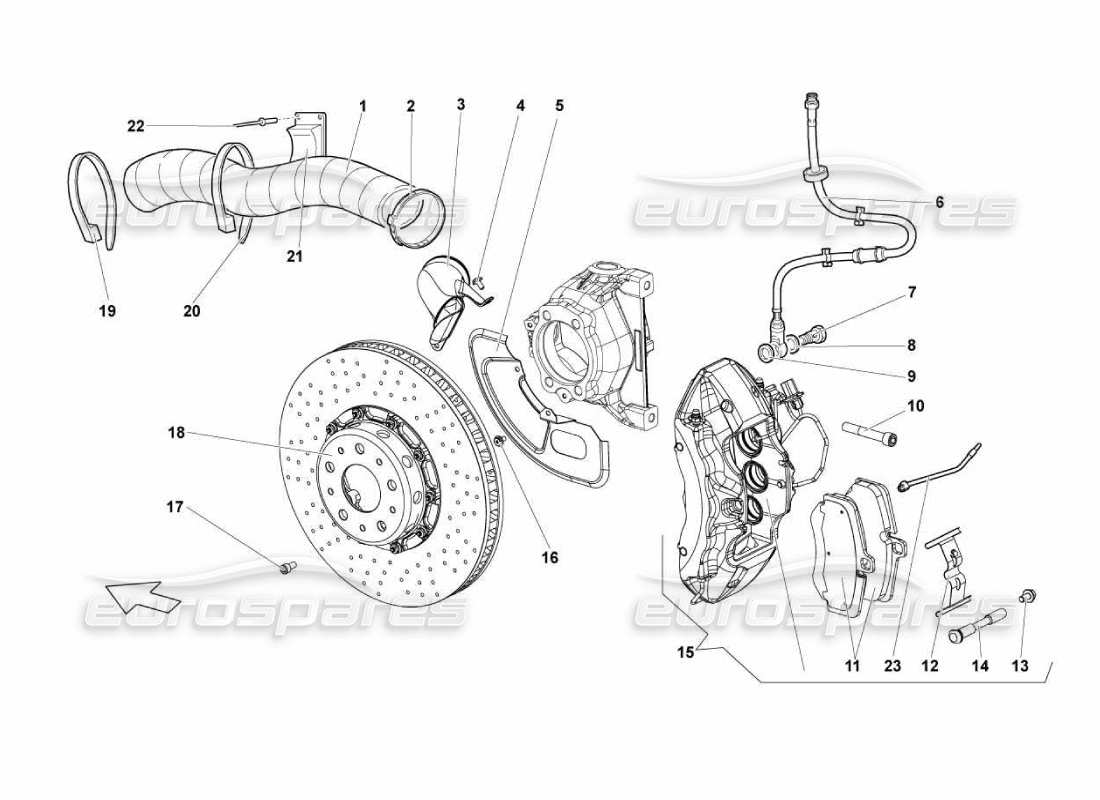 lamborghini murcielago lp670 frenos delanteros - carbocerámicos diagrama de piezas