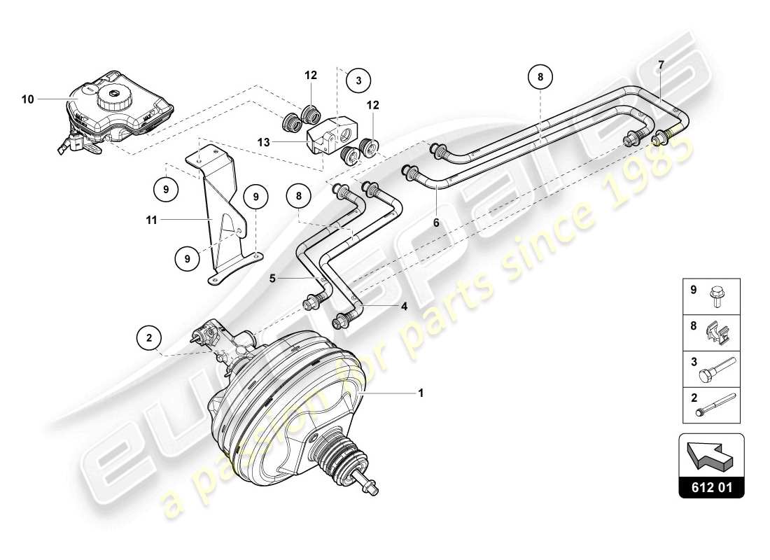 lamborghini 2014 (lp720-4 coupe 50) diagrama de piezas del servo freno
