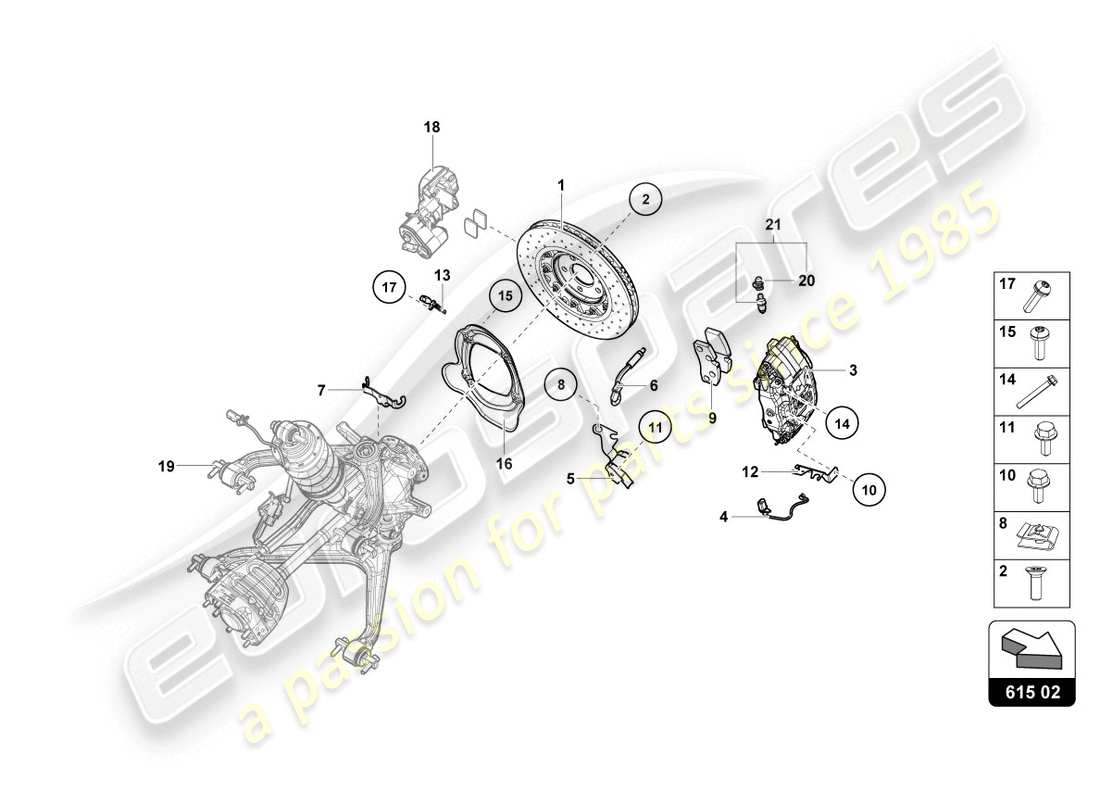 lamborghini evo spyder (2020) disco de freno cerámico diagrama de piezas