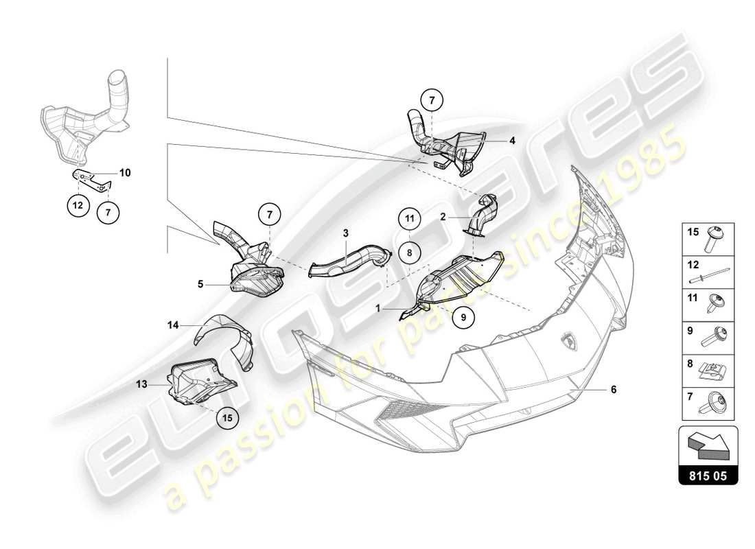 lamborghini lp750-4 sv coupe (2015) diagrama de piezas de cartón para conductos de aire