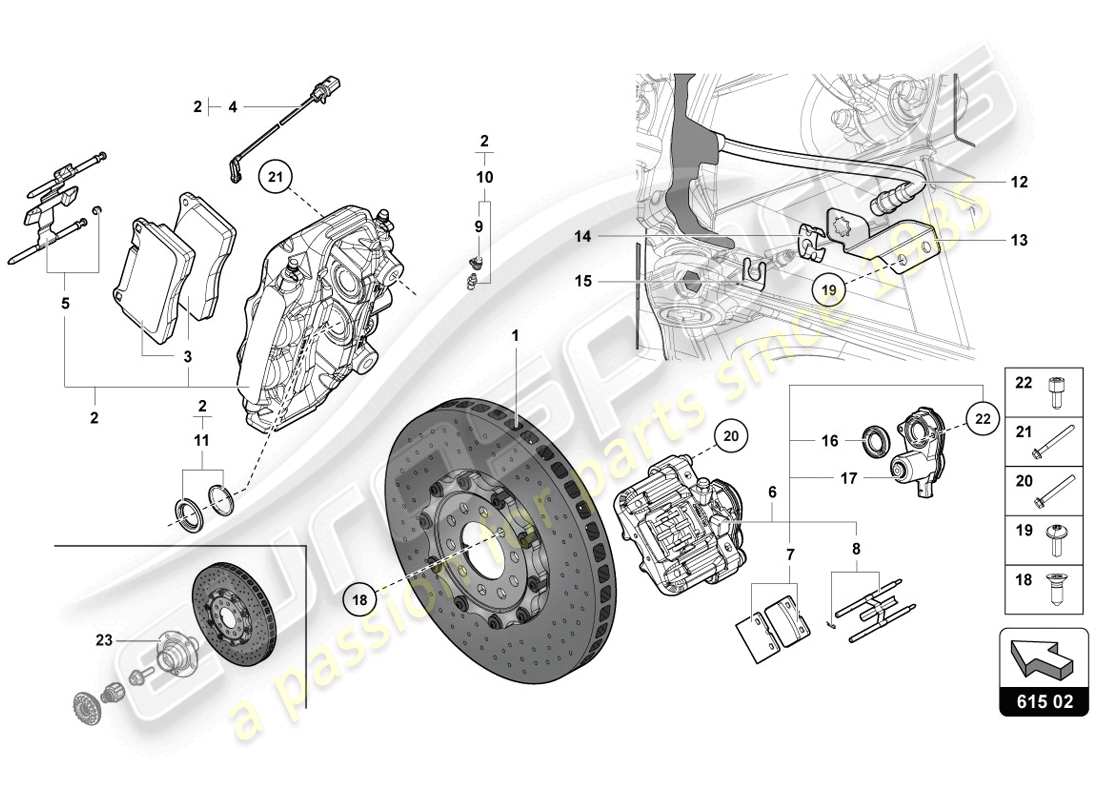 lamborghini 2014 (lp720-4 coupe 50) diagrama de piezas del disco de freno