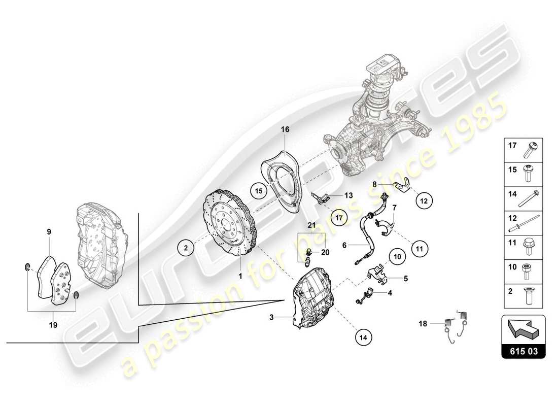 lamborghini lp580-2 coupe (2016) diagrama de piezas del disco de freno (ventilado)