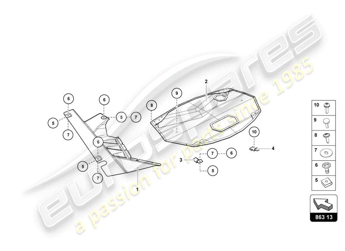 lamborghini 2015 (lp750-4 sv coupe) diagrama de piezas de la cubierta
