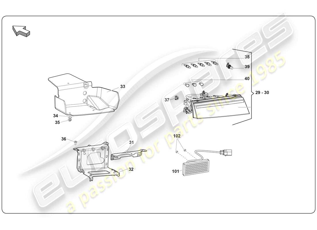 lamborghini super trofeo (2009-2014) luz diagrama de piezas