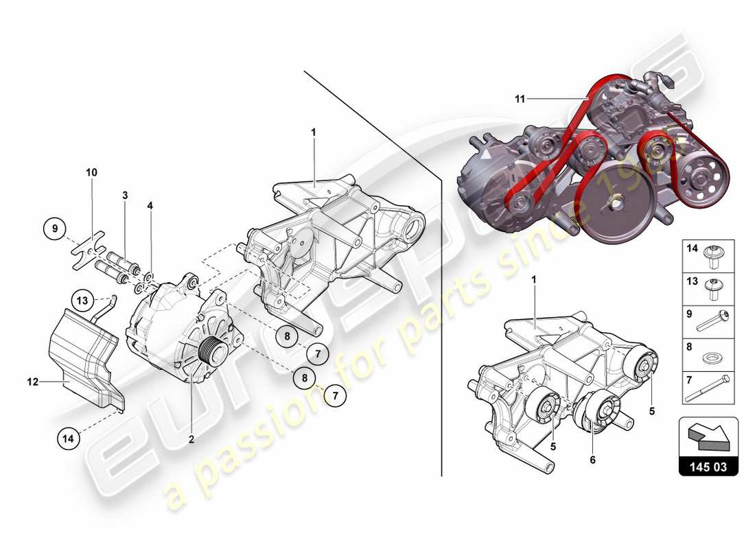 lamborghini lp700-4 coupe (2012) alternador y piezas únicas diagrama de piezas