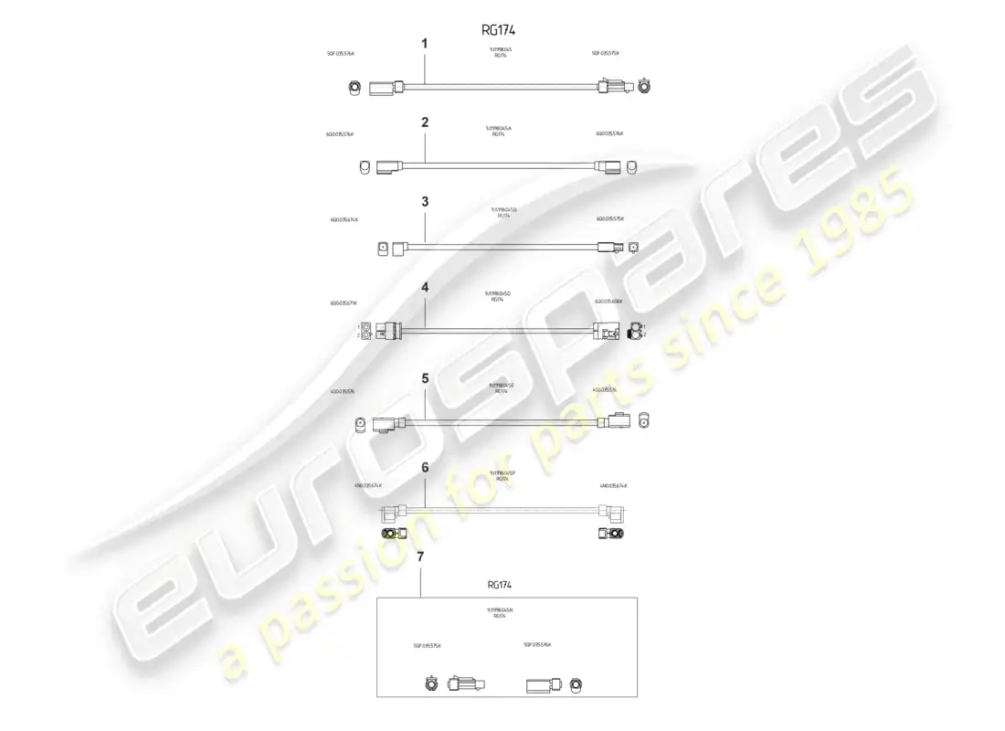 porsche 2020 (taycan 9j1-1) kit de reparación para cables de antena diagrama de piezas