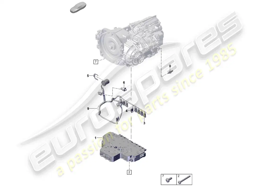 porsche 2023 (992-1 gt3/rs/st) 7-speed caja de cambios de doble embrague - pdk - sensores diagrama de piezas
