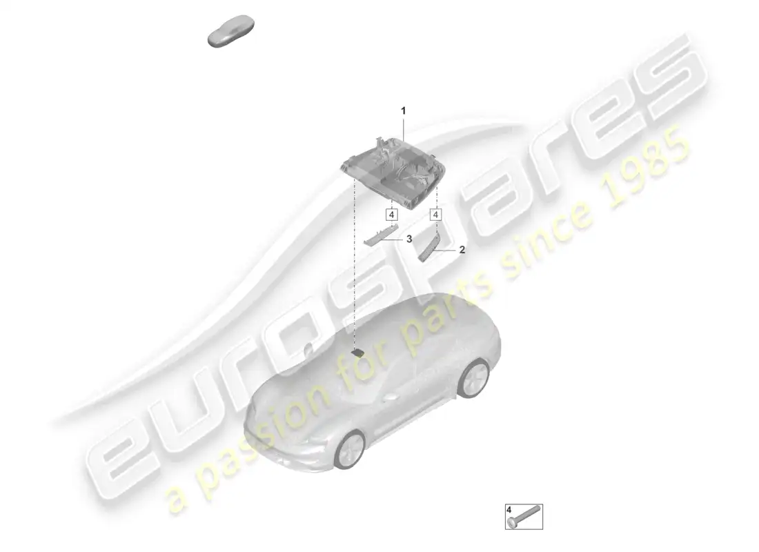 porsche 2020 (taycan 9j1-1) consola de techo diagrama de piezas
